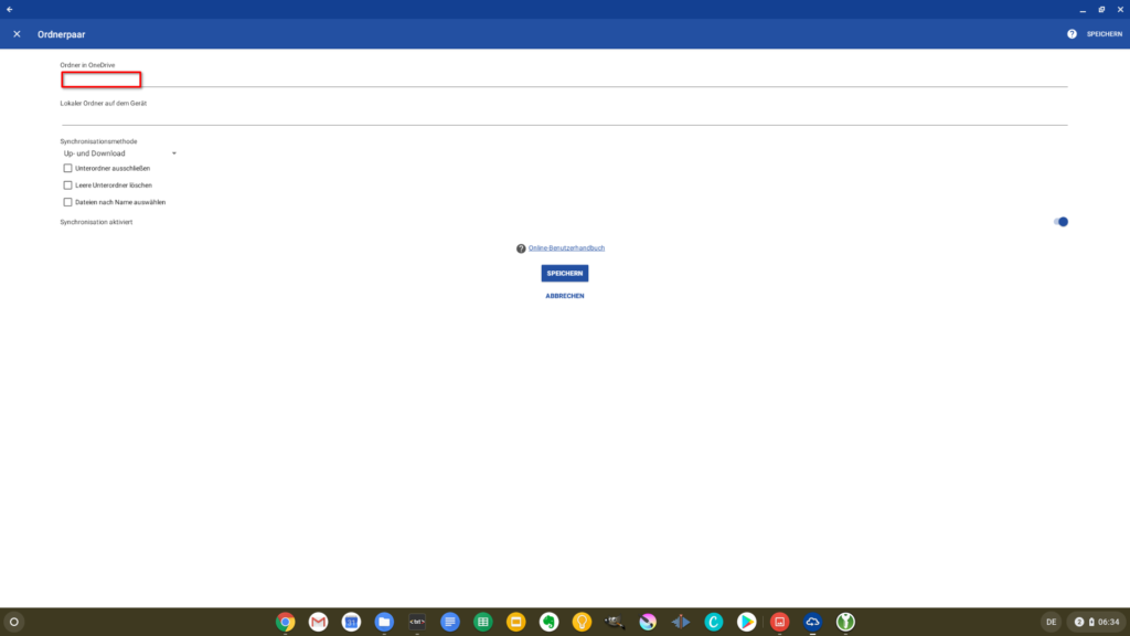 AutoSync for OneDrive unter Chrome OS einrichten Schritt 4