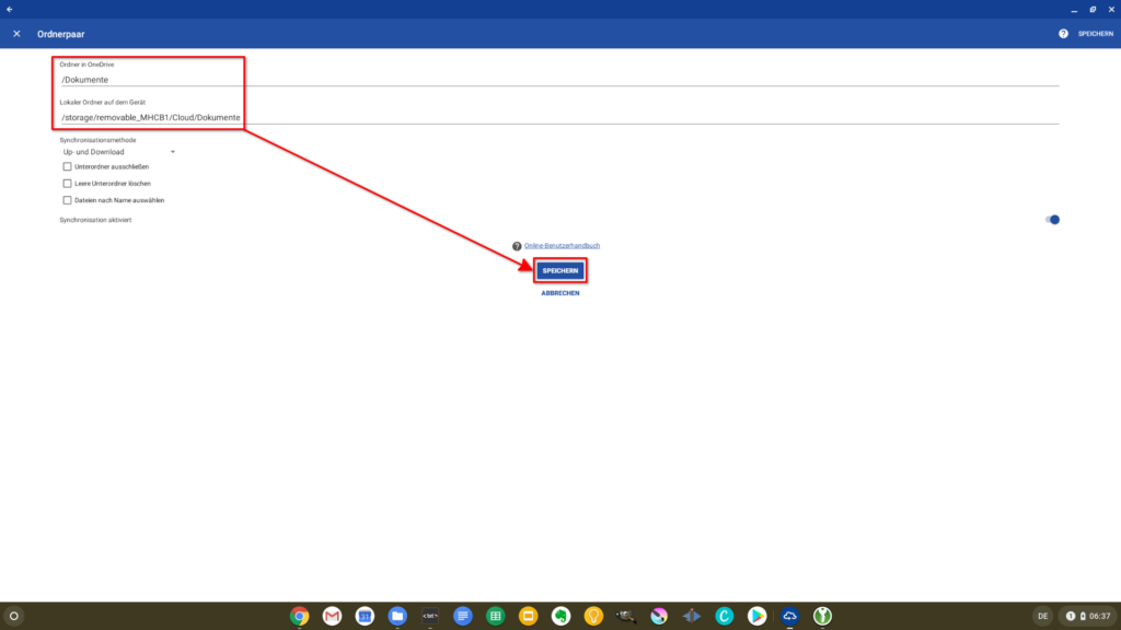 AutoSync for OneDrive unter Chrome OS einrichten Schritt 20