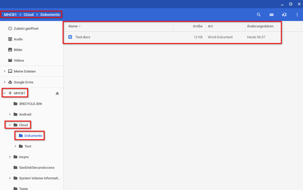 Die mit Autosync for OneDrive synchronisierten Dateien mit der Dateien-App von Chrome OS aufrufen