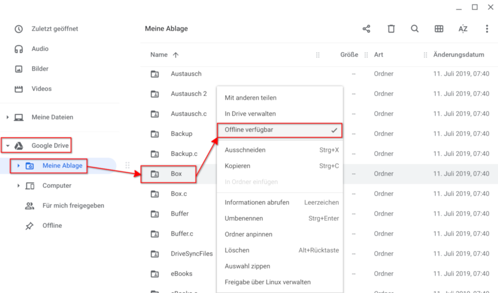Google Drive-Dateien mit der Dateien-App für eine automatische Synchronisierung als "Offline verfügbar" markieren