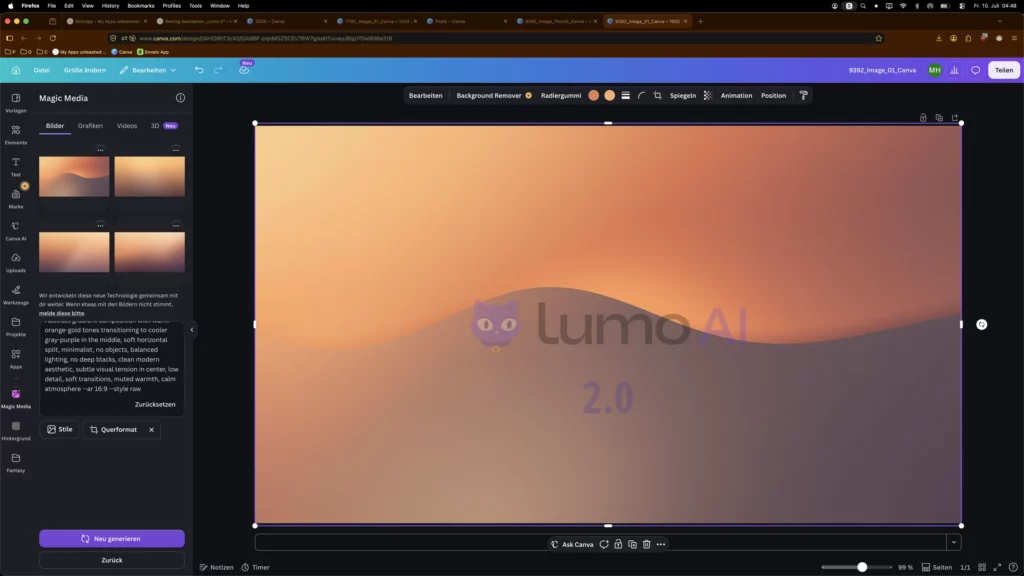 Bildgenerierung und Bearbeitung mit Canva Pro. Screenshot: My Apps unleashed DE